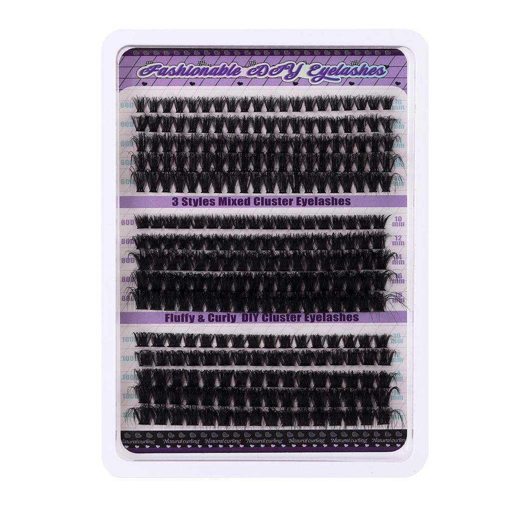 DIY Dense D-Curl False Eyelash Extension Set - Fluffy, Segmented & Curled Doll Lashes