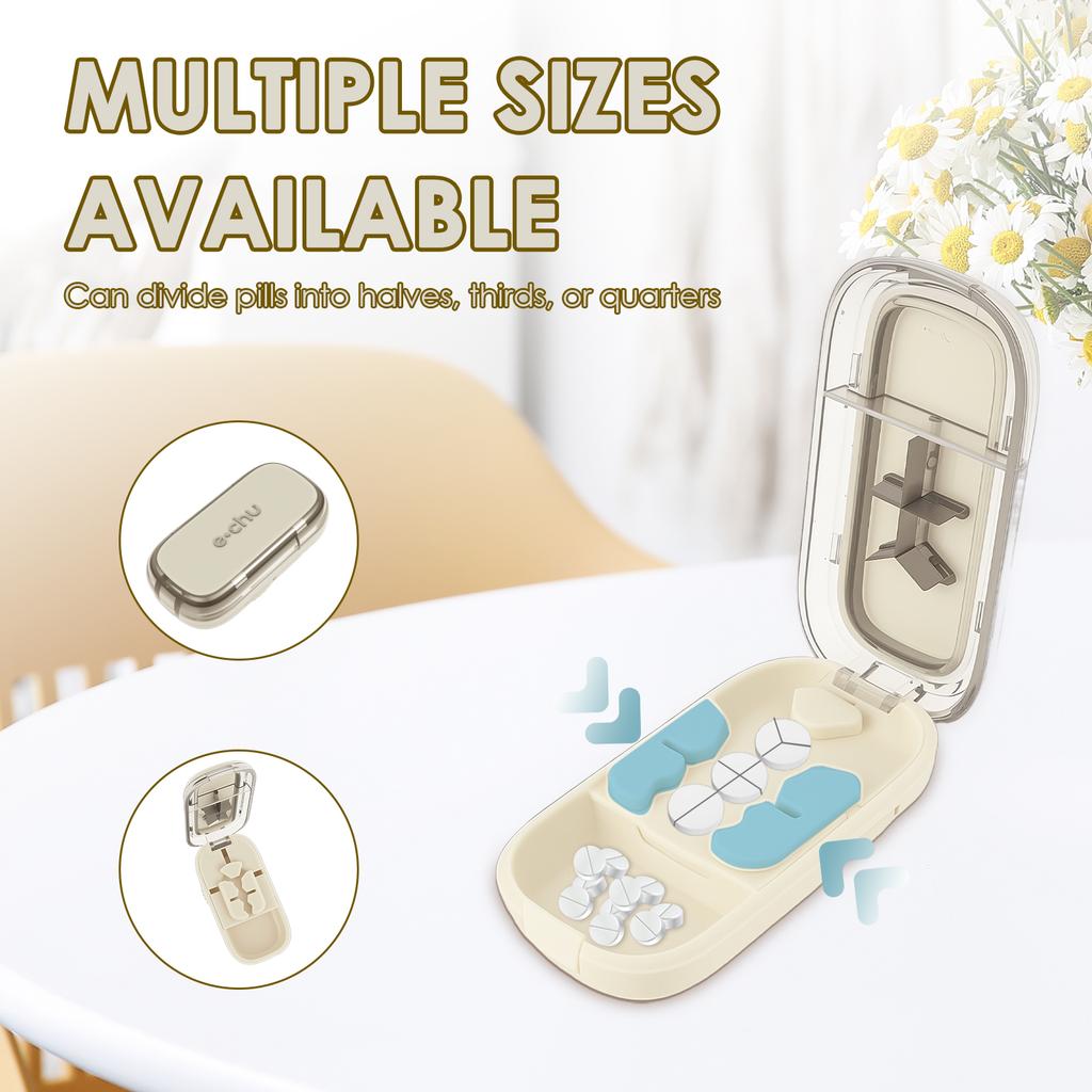 Pill Cutter Storage Box 1/2 1/3 1/4 Pill Cutter Tablet Divider Medicine Dustproof Portable Organizer Crusher Pill Cutter