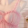 Sexy Lingerie Elastic G Strings Sleeveless Women Pajama Suit See Through Pink Mesh Nightdress Homewear Babydolls Erotic Costumes