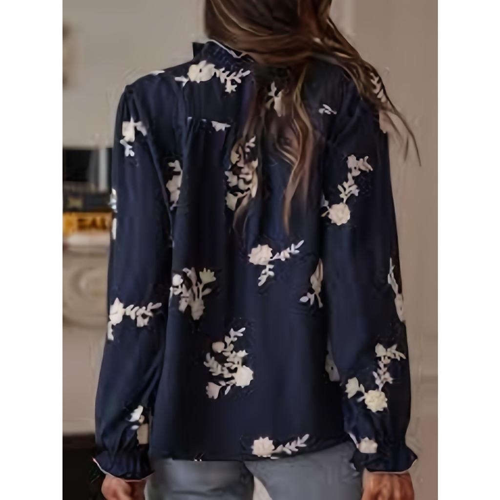Spring Summer New Women's Embroidered Long Sleeve Chiffon Blouse European American Style Casual Elegant Ladies Top