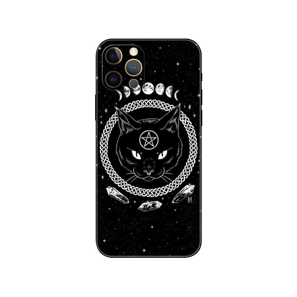 Black tpu case for iphone 5 5s se 2020 6 6s 7 8 plus x 10 XR XS 11 12 13 mini pro MAX back cover Pentagram 666 Demonic Satanic