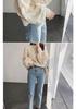 Women's Autumn/Winter Lantern Sleeve Cable Knit Sweater - Loose, Round Neck, Twisted Stitch Pullover.
