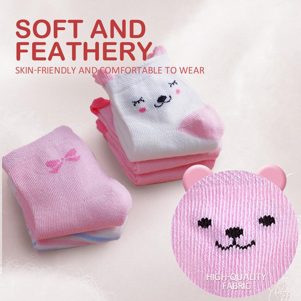 5Pairs CarToon Baby Girl Socks little Cute Bear Print Cotton Newborn Childrens Socks Kid Soft Toddle Sleeping Socks 0-8 Years