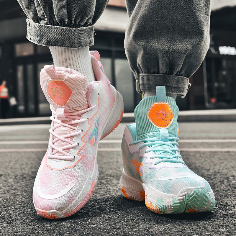 New breathable mandarin duck cushioned rebound basketball shoes male youth students wear actual combat sports shoes