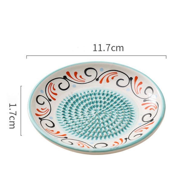 2-In-1 Ceramic Ginger Grater Round Plate Garlic Grater Vegetable Fruit Grinding Tool For Kitchen Manual Garlic Ginger Masher