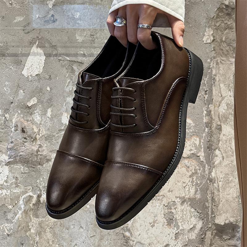 Men'S Classic Retro Oxfords Shoes Lace-Up Mens Business Dress Office Leather Shoes Men Fashion Wedding Party Flats New Arrive