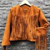 Noora Women's Golden Tan Brown Suede Leather Fringe Jacket, Party Wear Western Jacket, Cowgirls Stylish Fringe Jacket