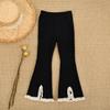 Girls' Spring/Fall Lace Trim Long Pants Baby Casual Design Split Bell-Bottom Pants