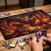 Crystal Fire Dragon Fantasy Large Game Playmat Non Slip Rubber Mat For Card Table Games Office Workspace Keyboard Mouse Setup