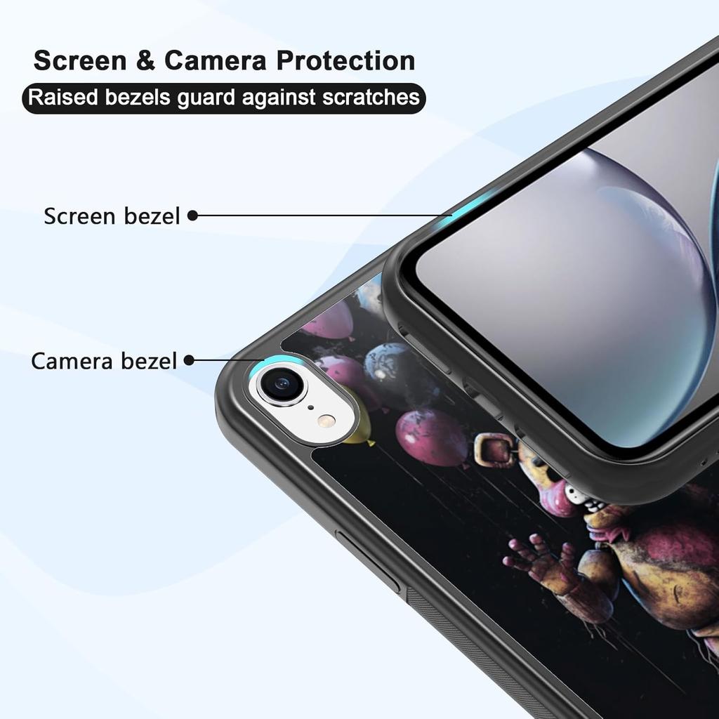 Black Cute FNAF Phone Case Fit for iPhone XR, TPU Shockproof Protective iPhone Case Horror Five Nights Video Game Phone Cover Gift for Boy Girl Men