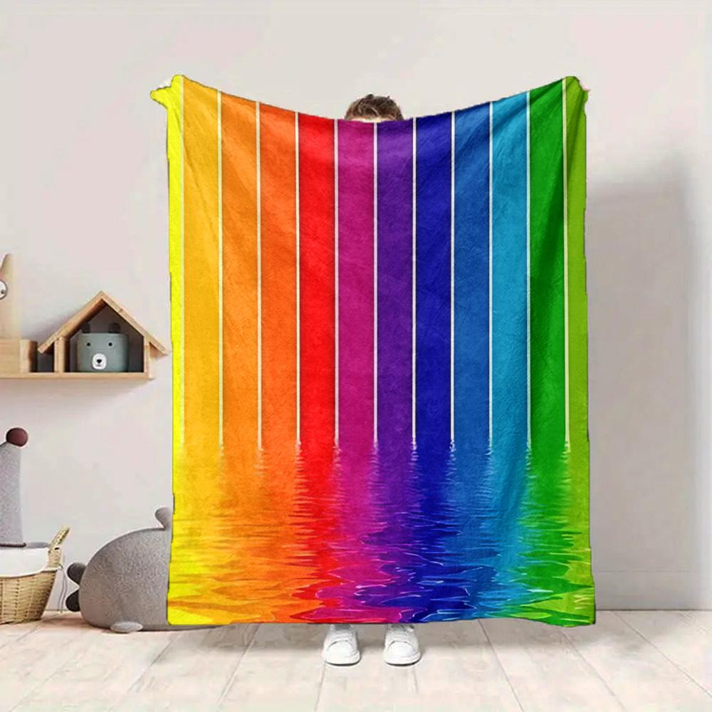 1pc Rainbow Waterfall Lightweight Flannel Blanket, Comfortable and Warm Blanket, for Office and Camping Sofa Bed, Livingroom137