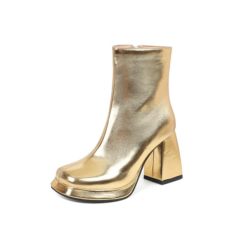 FOREADA Women Ankle Boots Sqaure Toe