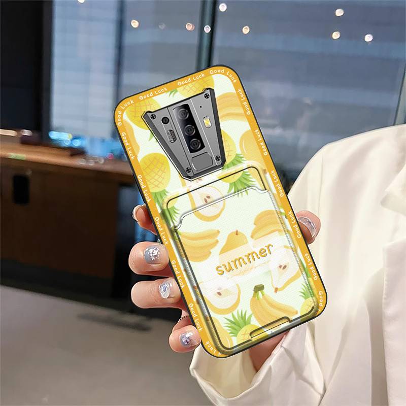 Cartoon Back Cover Phone Case For Blackview BV6900 Card Bag Graffiti Waterproof Soft Case Card Slot Silicone Shockproof