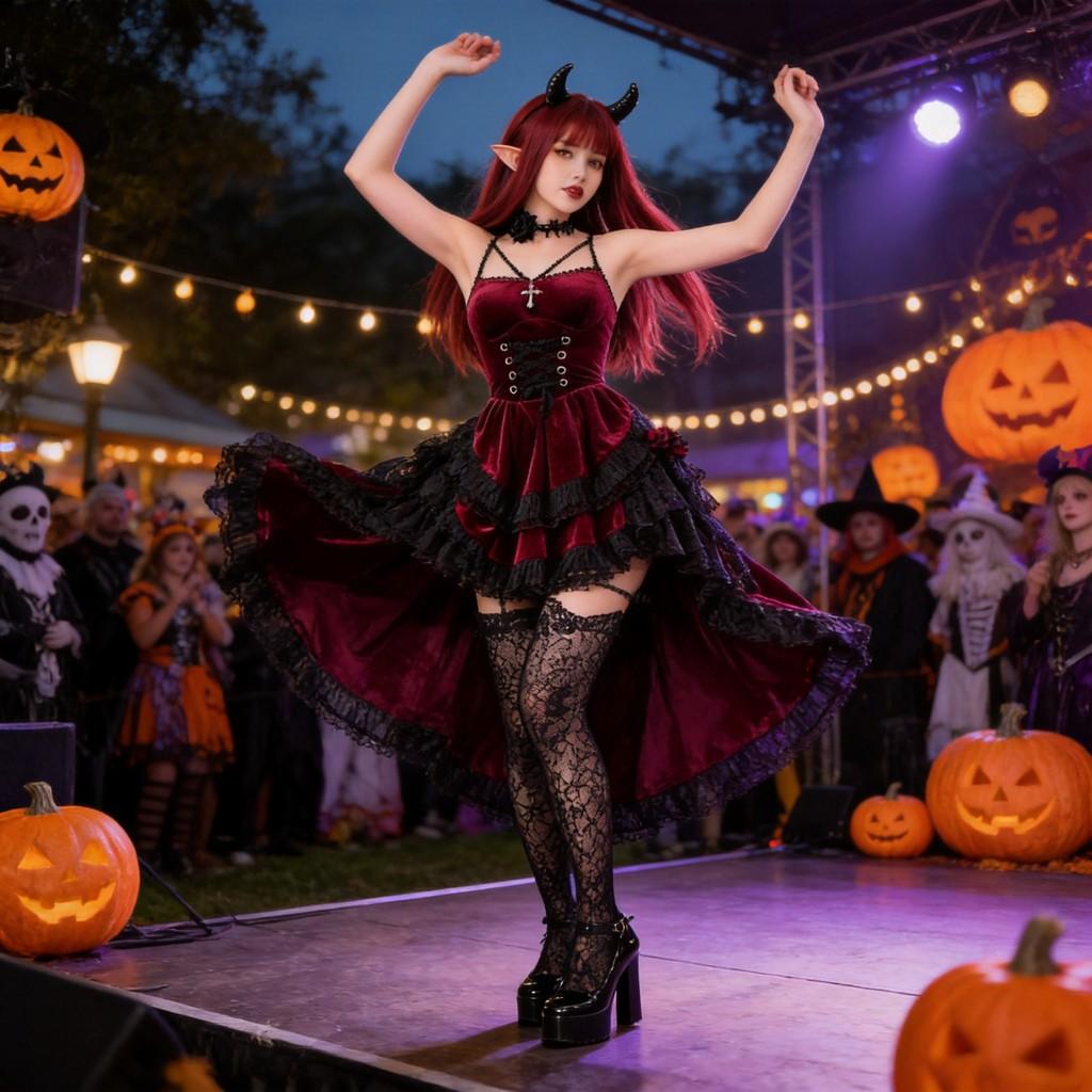 Rochie Gotică de Halloween Pentru Femei Cu Tematică de Vampir Costum din Poliester Pentru Spectacole pe Scenă