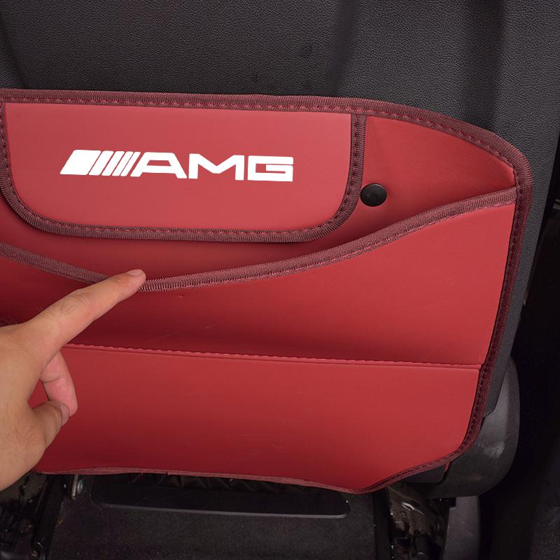 Leather Car Seat Anti-kick Pad Storage Bag Protector For Mercedes Benz AMG W203 W205 W206 W211 W220 W212 W201 W210 W108 Brabus