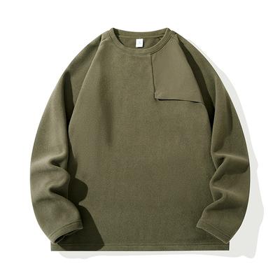 Men's Pullover Round Neck Autumn and Winter Warm Base Solid Color Long-sleeved Stand-up Collar Fashion Casual Top