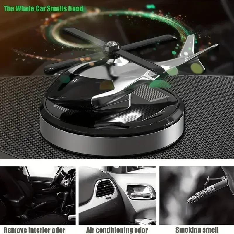 Car Air Freshener Solar Helicopter Decoration Alloy Propeller Rotating Auto Flavoring Perfume Diffuser Interior Accessories
