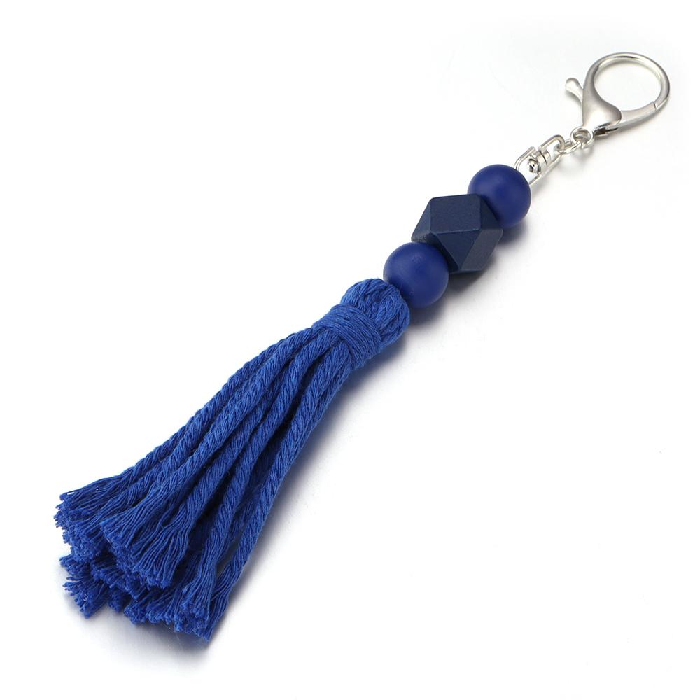 1Pcs 20cm Multicolor Handwoven Tassel Keychain Charm Acrylic Beads Key Chain For DIY Men Women Handbag Accessories Jewelry Gifts