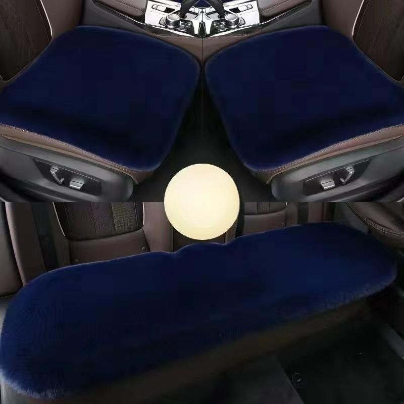 Coussin de siège auto trois pièces en fourrure de lapin d'hiver, coussin de siège auto en fausse fourrure sans dossier, coussin unique