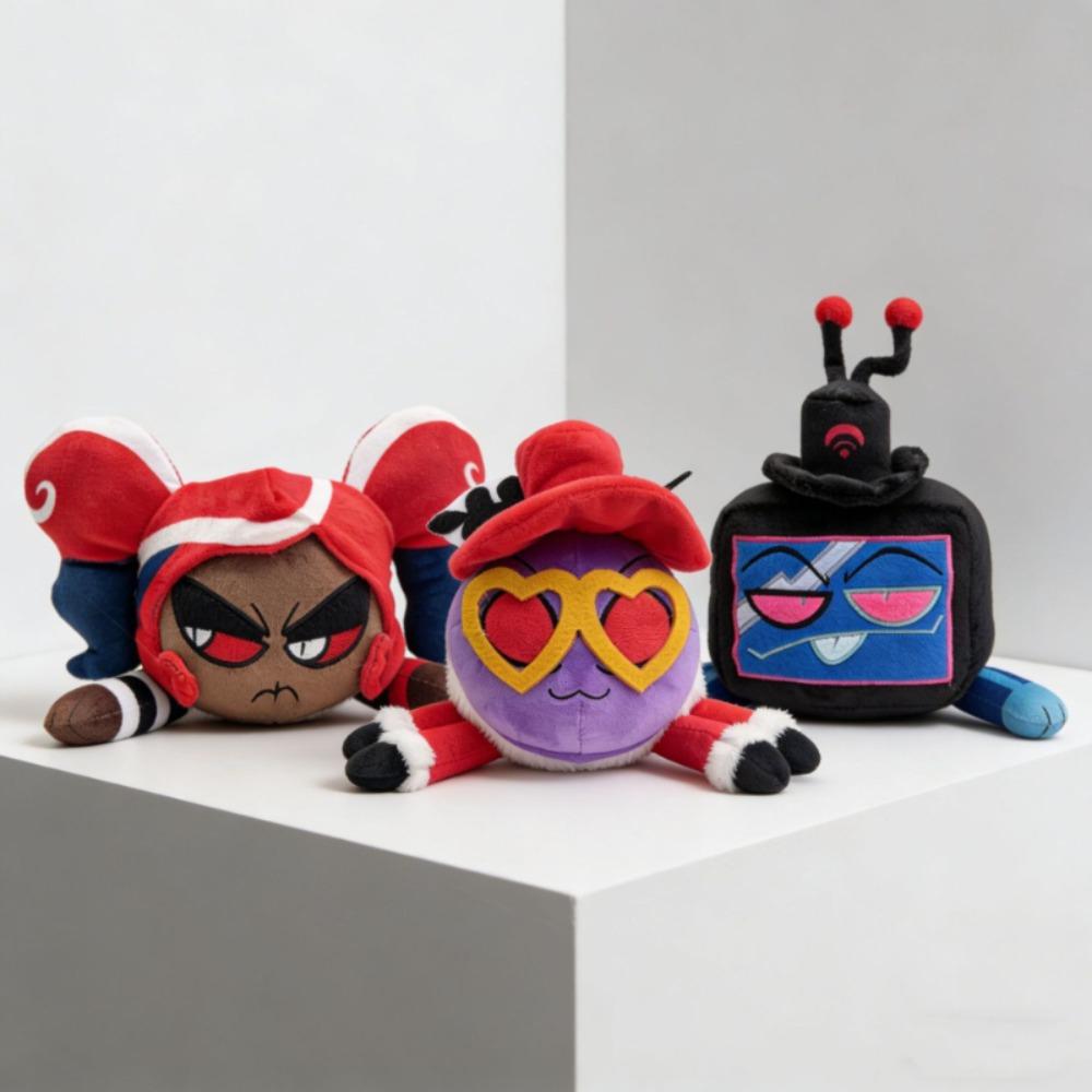New Popular Item Hazbin Hotel Plush Toy Set - Velvette Vox Valentino The 3VVs Stuffed Dolls Cute Anime Figure Pillow Soft Plushie Gift for Fans & Kids