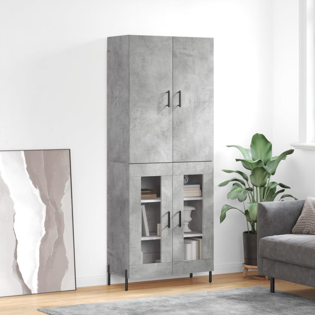 Highboard Concrete Grey 69.5 X 34 X 180 Cm Particleboard