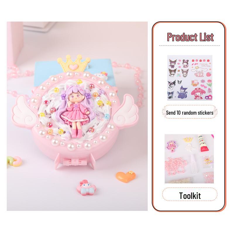 Kids' Handmade Cream PVC Crossbody Bag with Mirror Accessory