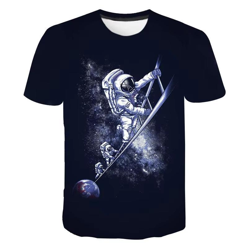 Summer Men's 3D Printed Crew Neck T-Shirt Fashion Versatile Breathable Trend Casual