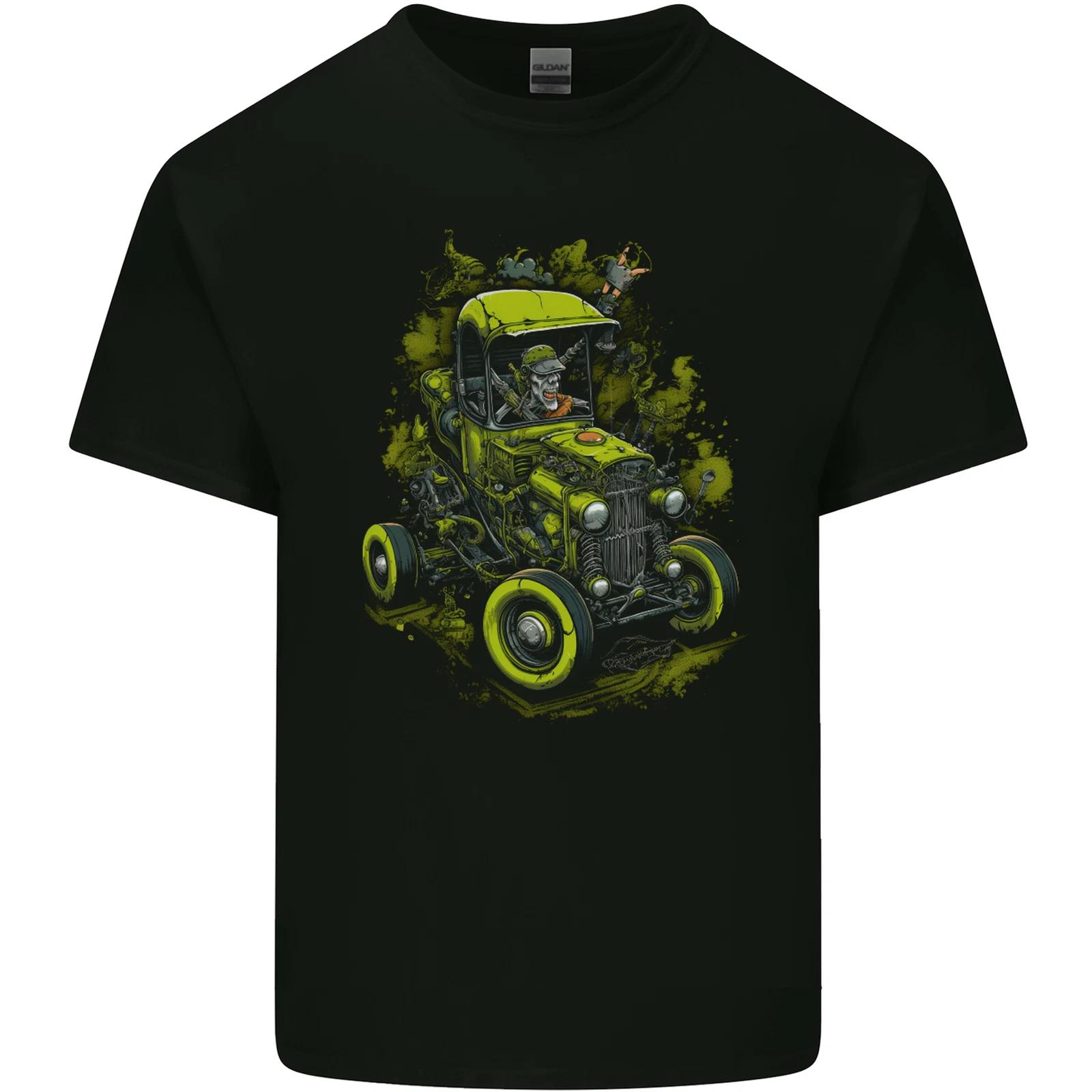 Zombie Hot Rod Halloween Horror Kids T-Shirt Childrens L