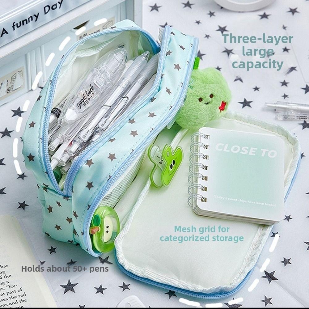 Large Capacity Star Pencil Case Multi Layer Pen Bag New Stationery Pouch  Stationery