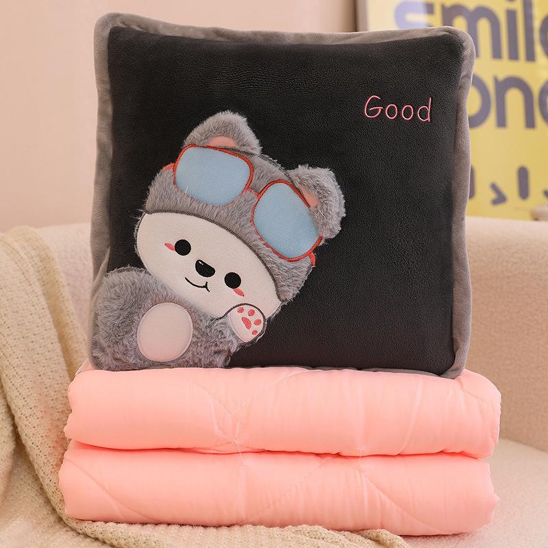 Office Pillow Quilt Cute Dinosaur Rabbit Dual-Purpose Nap Pillow Small Quilt Foldable Car Air Conditioner Quilt Cushion