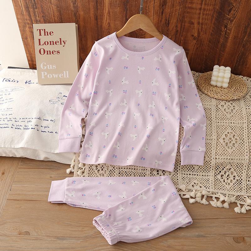 Kids' Autumn Korean Style Pajamas: Cartoon Cotton Home Wear Set for Boys and Girls