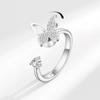 925 Silver Butterfly Open Ring For Women Simple Elegant Zircon Fairy High End Jewelry