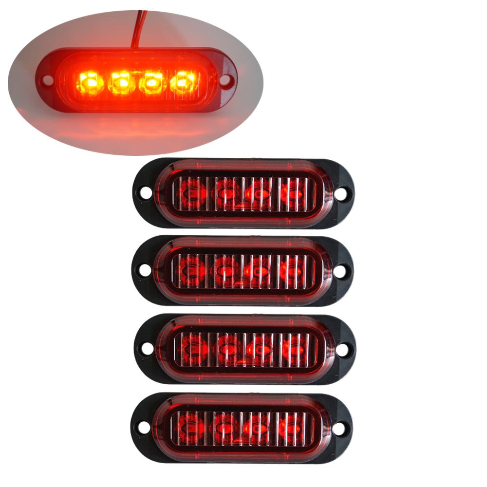 

4PCS 12V-24V LED Side Marker Lights Warning Tail Light Auto Car External Lights Trailer Truck Lorry Yellow Orange White Red