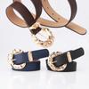 The Belt Is Fashionable and Individual for Women. It Is Decorated with Student Belts and Trendy for Women. It Is A Concave-convex Metal Buckle Belt