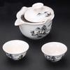 Anti-scalding teapot ceramic cover bowl large tea cup Kung Fu tea set Sancai Pu'er tea bowl hand-held teapot white porcelain