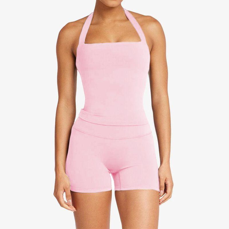 Fashion Fitness Suit Halterneck Beauty Back Yoga Clothes Naked Women Sense Sports Running Belt Chest Pad Two-piece Set Quick-Drying High Elastic
