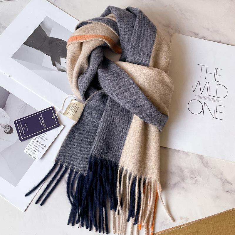 British black wool scarf men's and women's new autumn and winter versatile black and white plaid cashmere shawl