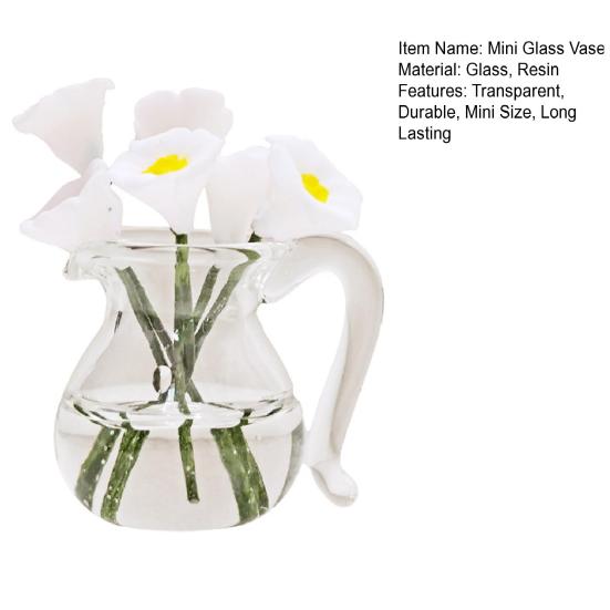 Creative Mini Glass Vase Transparent Plant Hydroponic Flower Durable Realistic Miniature Flower