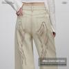 unifree American Retro Angel Wing Print Washed Loose Wide-Leg Casual Pants