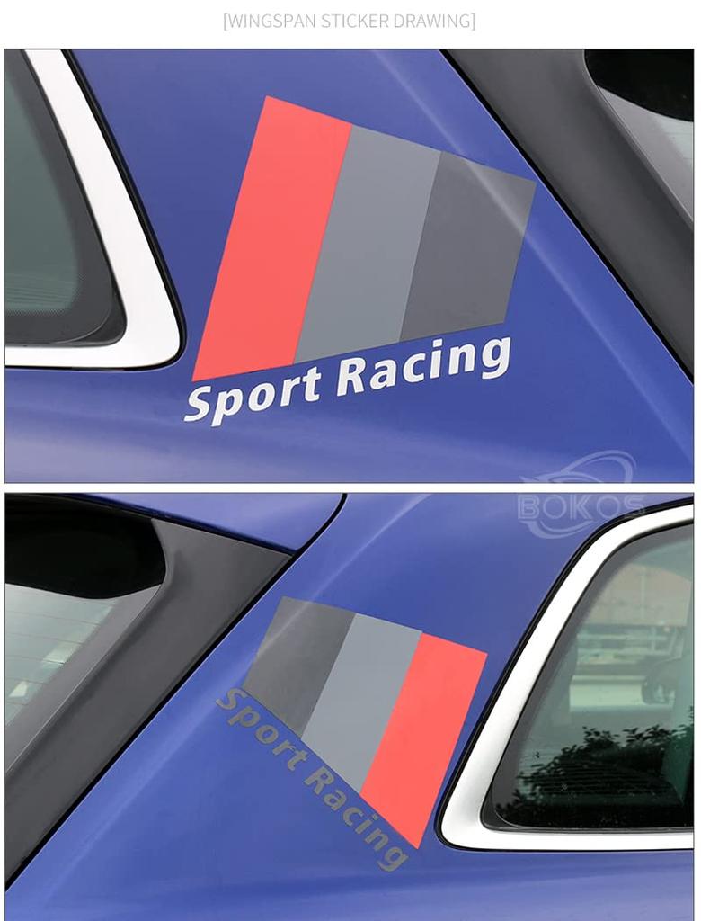 Bokos Car Sticker Decal Car Rear Sport Fender Rear Window Universal (D/White)