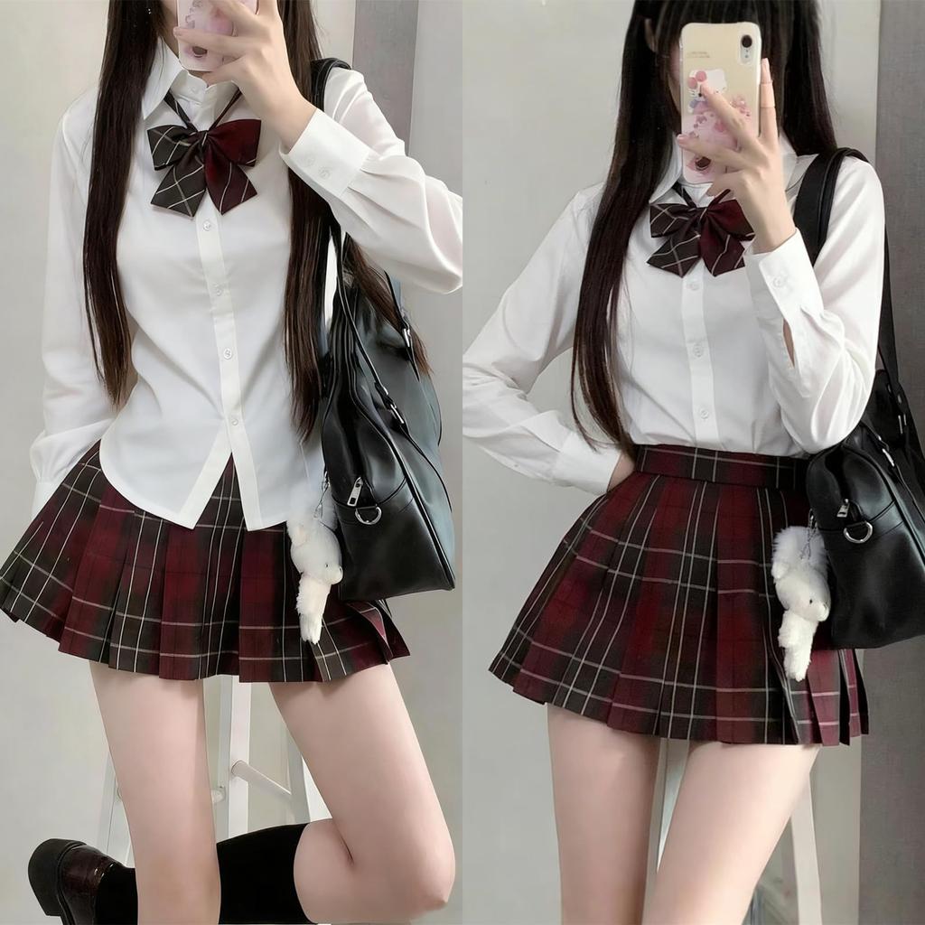 Sivrusn High School Girl Cosplay Uniform with Knit Vest and Checkered Mini Perfect for Entrance School and Cultural Dark Size S V-Neck Skirt, Length,
