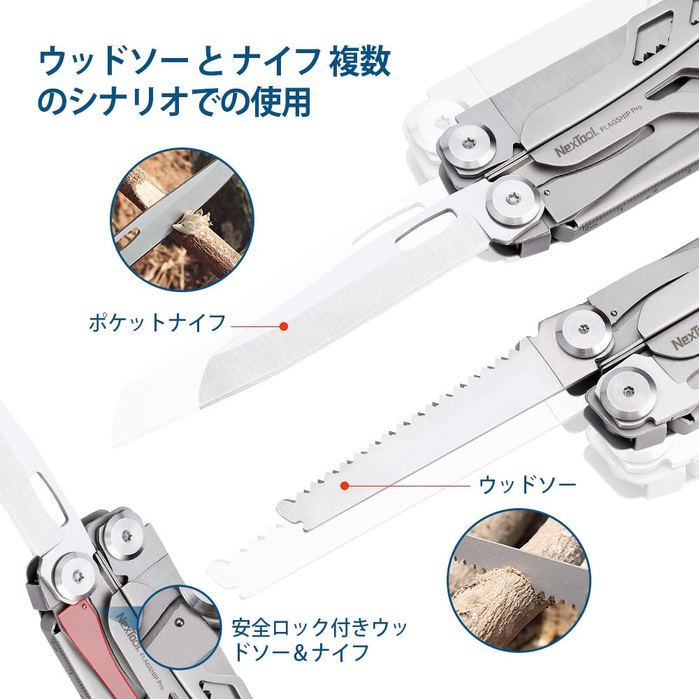 NexTool Flagship Pro Folding Stainless Steel Pocket Knife with Pocket Outdoor Multitool with Safety Lock Multitool, 16-in-1 Multiplier, Bottle/Can