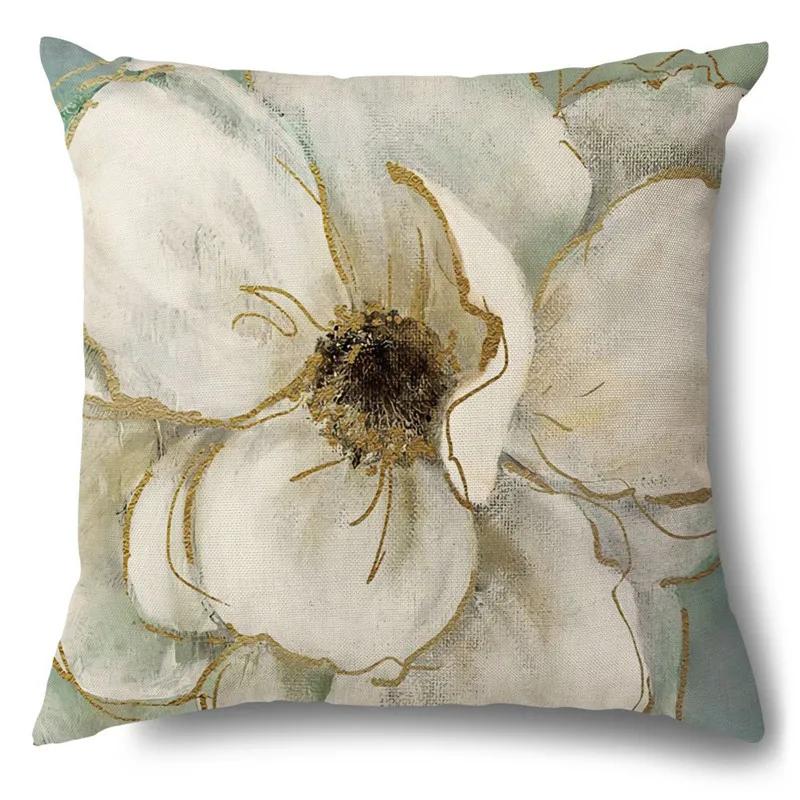 Rose Flower Butterfly Printing Cotton Linen Pillowcase Modern Living Room Decorative Sofa Cushion Cover Home Pillow Cover