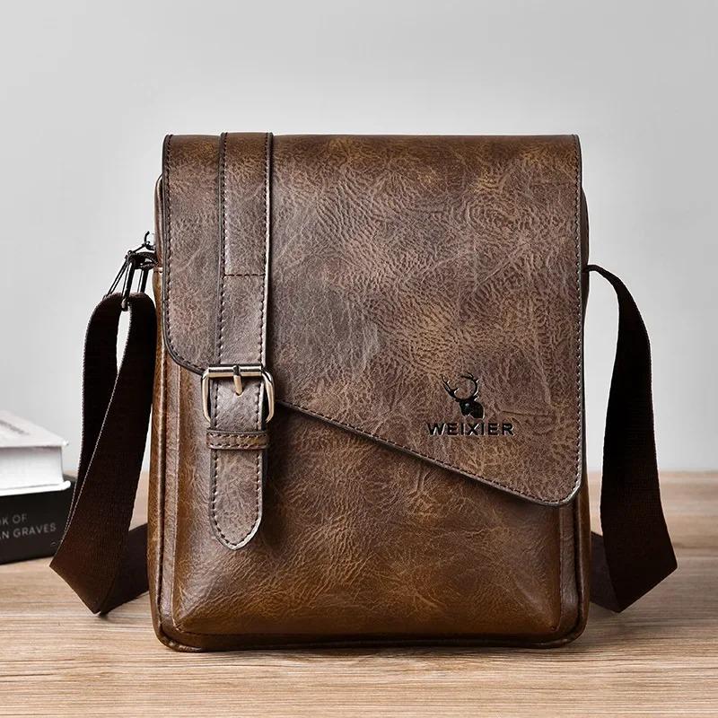 

Men s retro casual crossbody bag with large capacity, waterproof and wear-resistant 20x6x24cm чорний