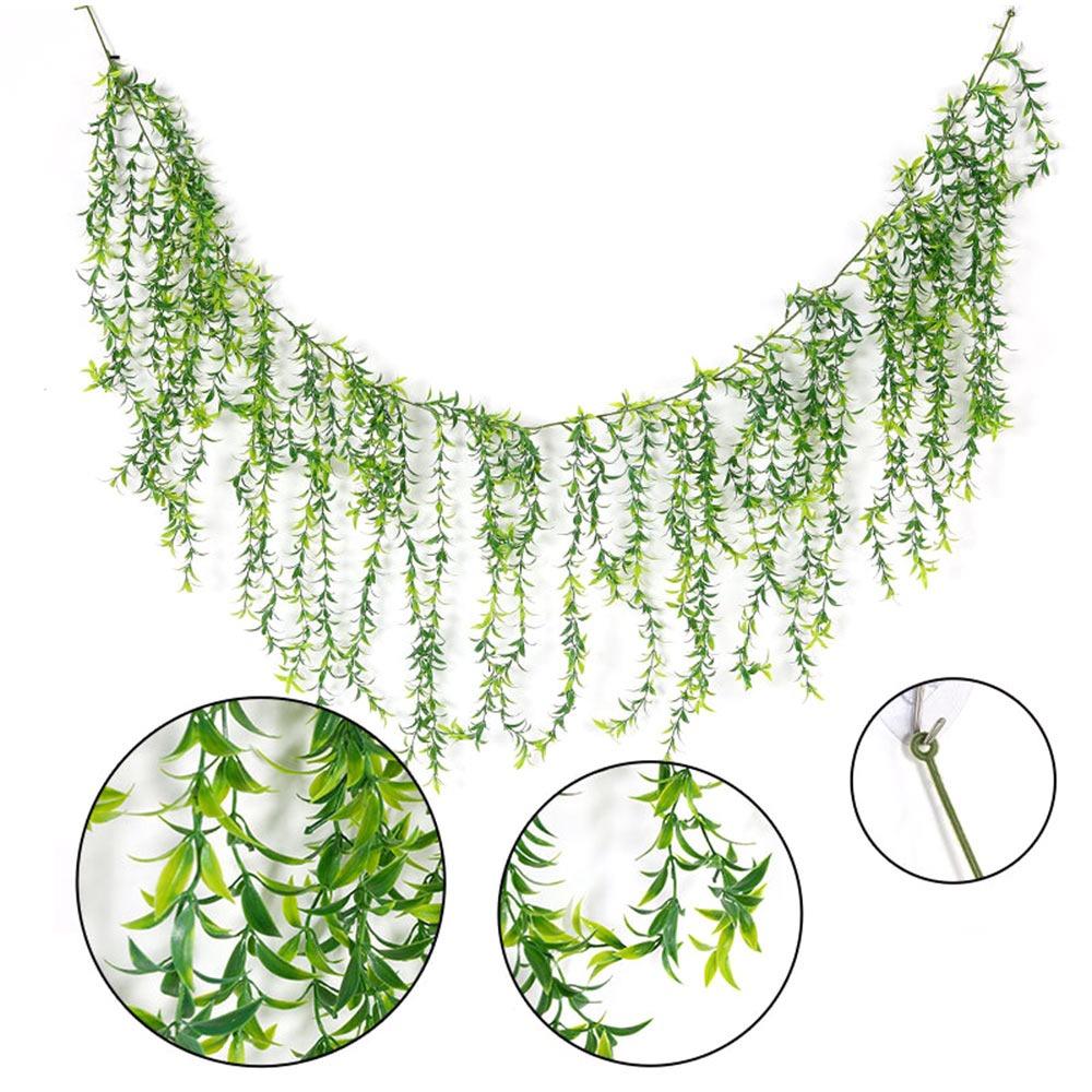 Creative Green Artificial Plant Vine 190cm Plastic Lifelike Leaves Vine Photo Props Ornament Plant Wall Wedding Arch