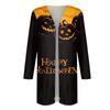 Moda damska Casual Halloweenowy nadruk średniej długości kardiganowy płaszcz