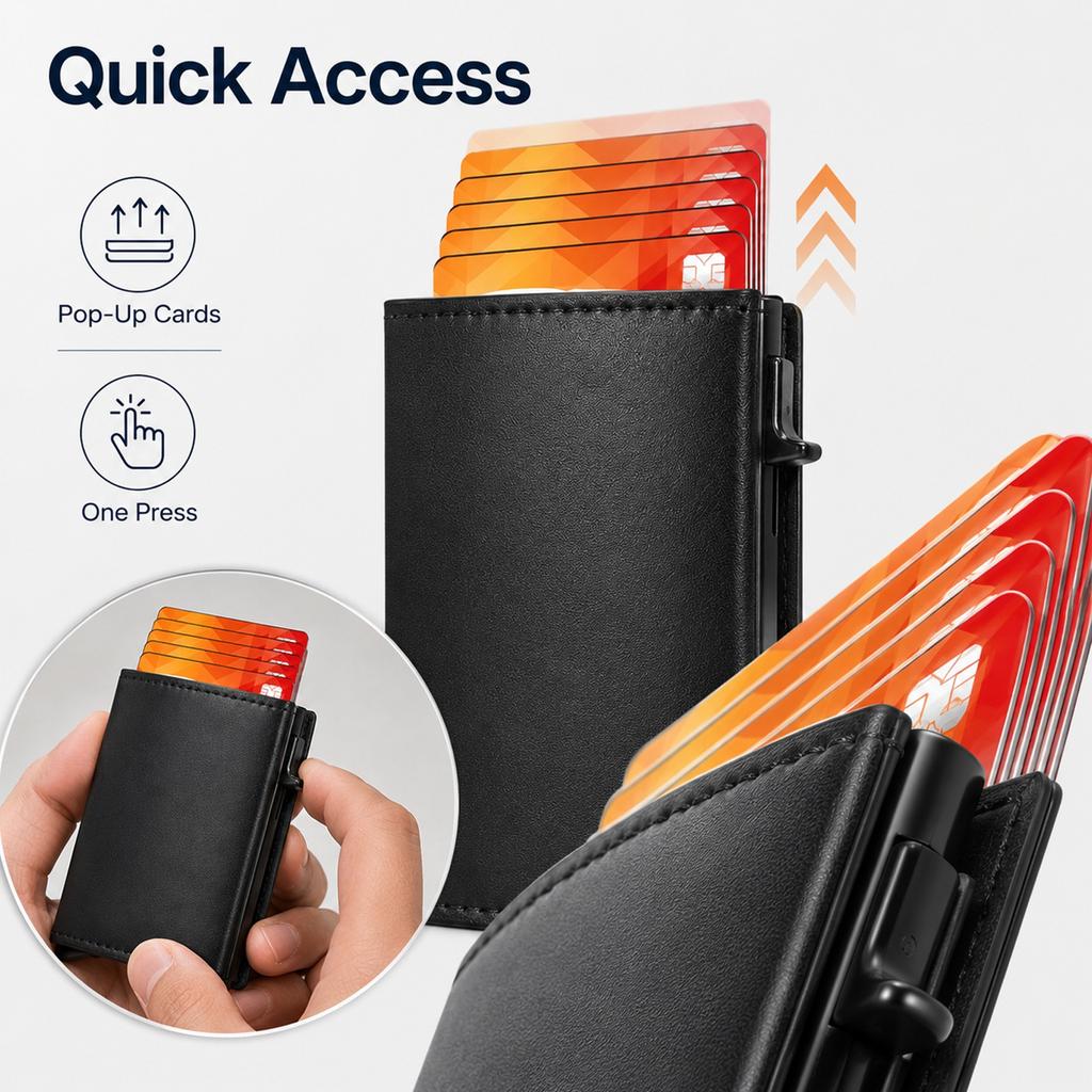 -Up Card Holder Bank Card Case - Compact Credit Card for Men and Women