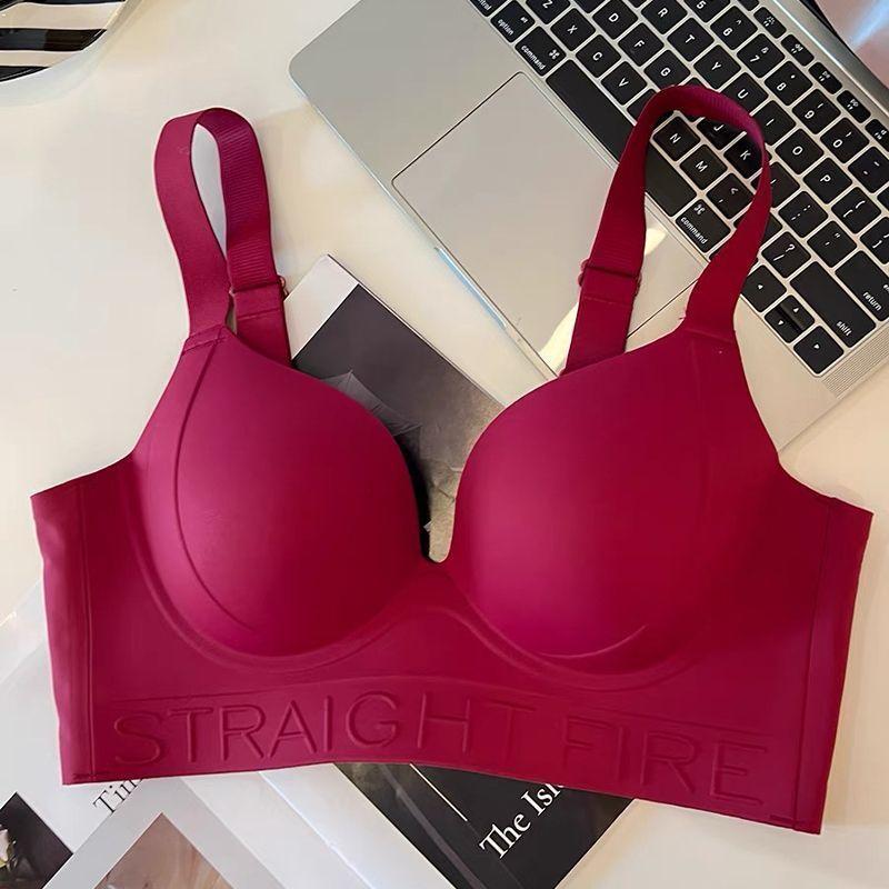 Women's Seamless Tank Top Bra Comfortable Push-Up Bra with Side Gathering Plus Size Bra