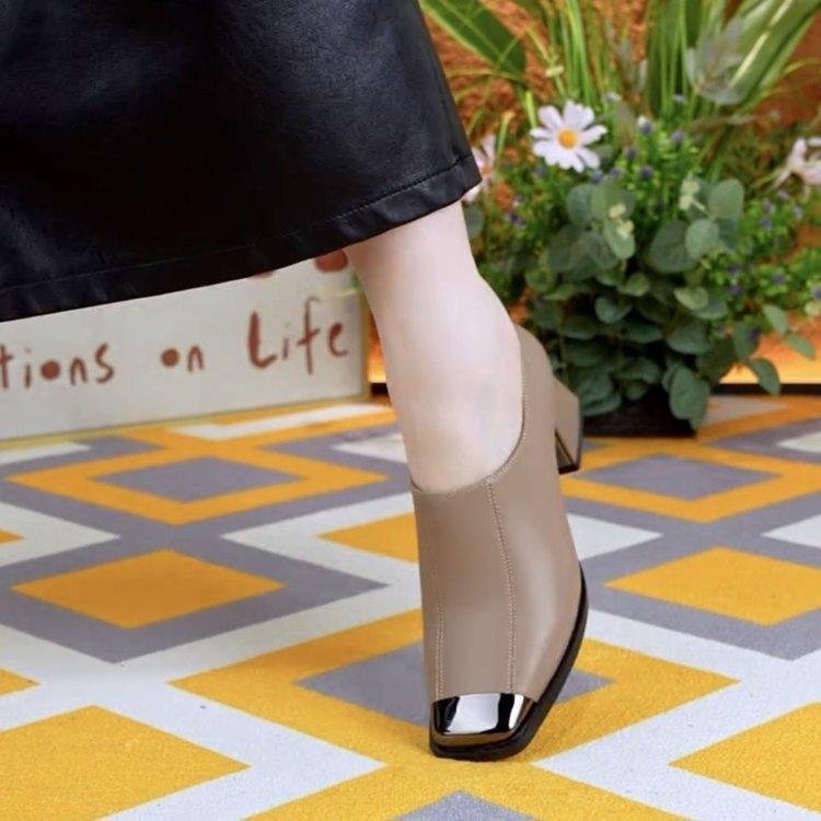 French soft-soled metal bag head women's shoes 2025 autumn new temperament soft leather deep mouth single shoes high heels cans shoes