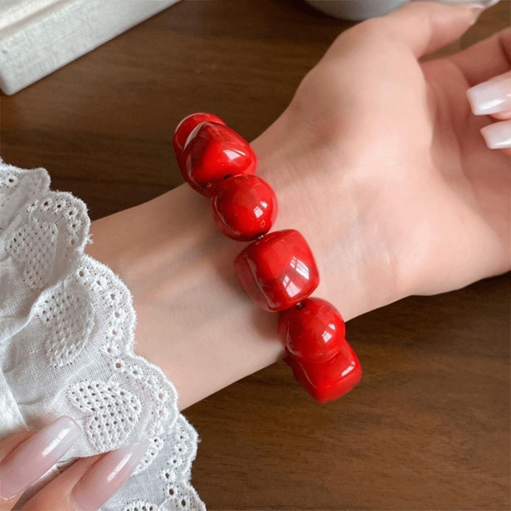 Round Beaded Bracelet Square Acrylic Hand Jewelry Cute Women Bracelet Gifts